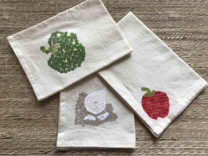 Garlic, Broccoli, Red Pepper Kitchen Towels Set of 3